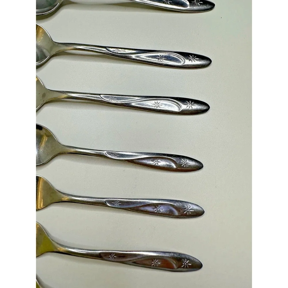 Americana Star Starburst 7 pc Atomic MCM Stainless Flatware USA Forks Spoons